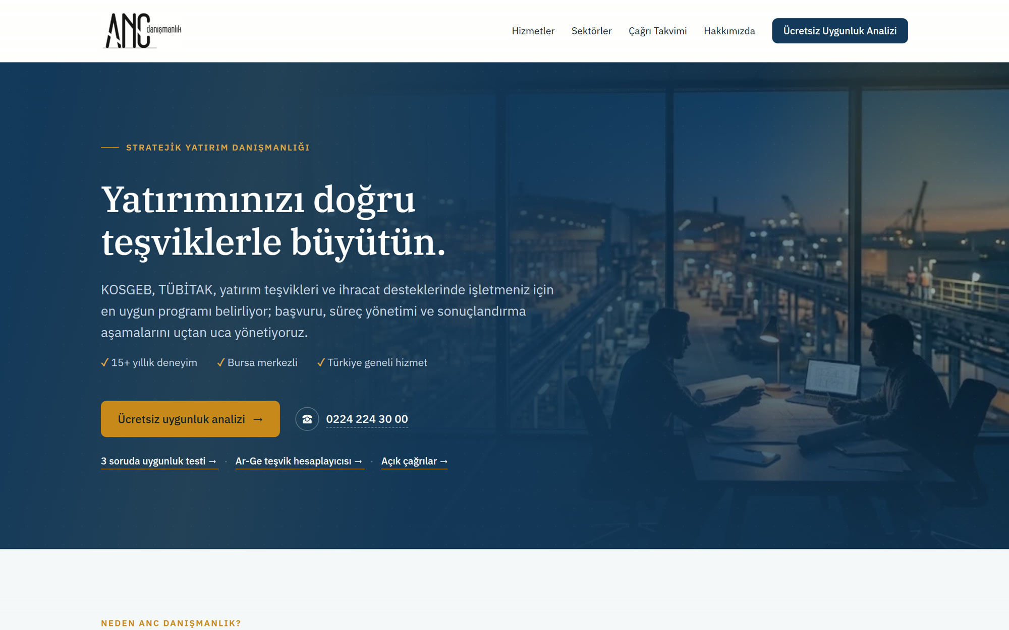 ANC Danışmanlık web sitesi ekran görüntüsü